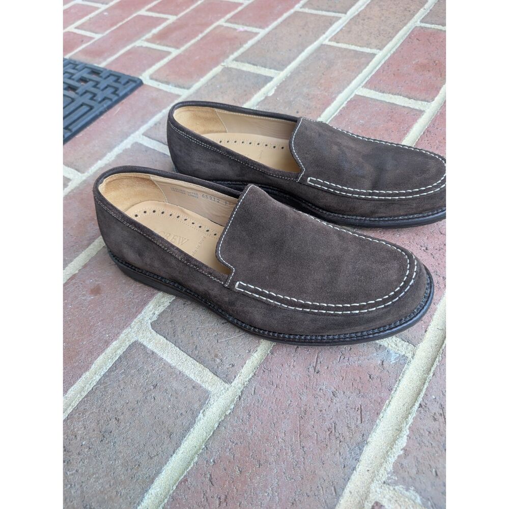 J.Crew Men's Brown Suede Loafers Size 11 Made in Italy Vero Cuoio Sole